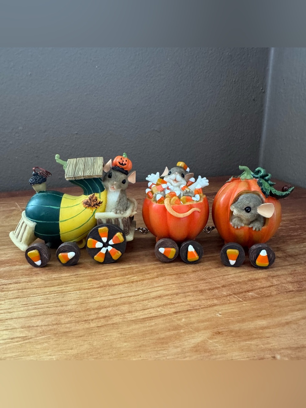Fitz and Floyd Charming Tails Autumn Mouse Pumpkin Train Figurine 🚂